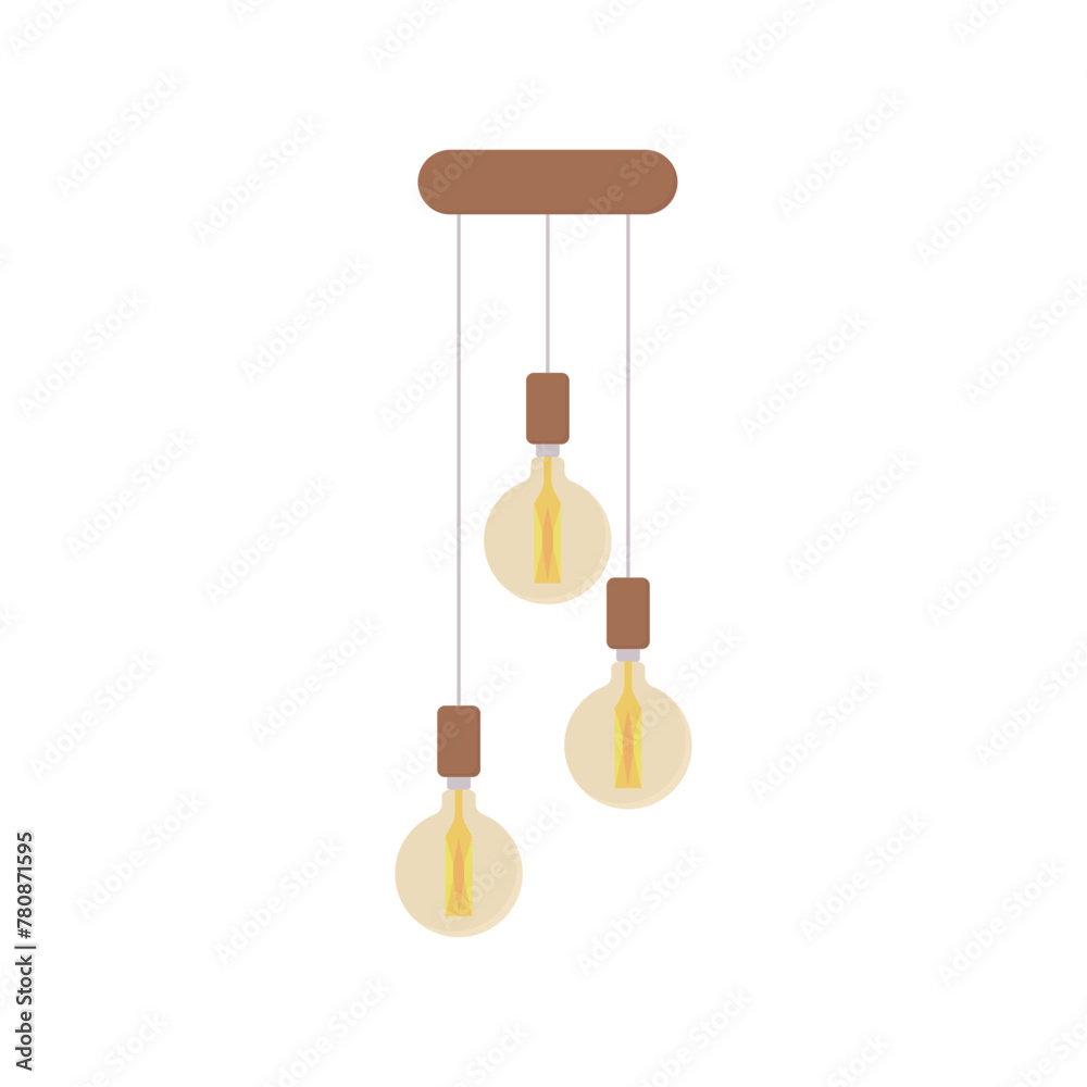 Wall mural Lamp vector icon. Loft style hanging chandeliers. Simple colored light bulbs. Bright lights logo. A symbol of light. Vector illustration. - Wall murals