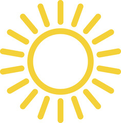 Yellow sun icon in simple style . Sun icon vector . Summer sun symbol