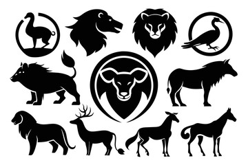 Naklejka premium Animals logos collection. Animal logo set. Isolated on White background