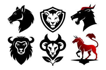 Animals logos collection. Animal logo set. Isolated on White background