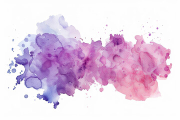 Soft pastel violet watercolor splash, flat style, transparent on white backdrop. Ideal for adding a gentle pop of color to various digital designs and presentations. - obrazy, fototapety, plakaty