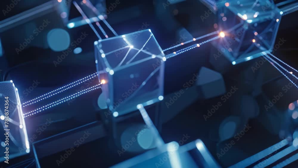 Poster this abstract video showcases a cube adorned with intersecting lines and small dots, creating a visu