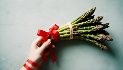 asparagus with red bow, asparagus month