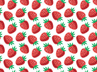 Seamless Red Strawberry pattern. Hand drawn sketch doodle illustration. Trendy hand drawn texture. Floral hand drawn illustration with Red Berry. Kid Design for wallpaper, textile, wrapping paper