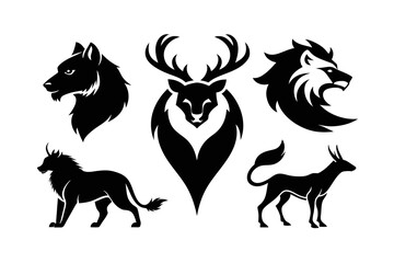 Collection of animal logos isolated on white background 