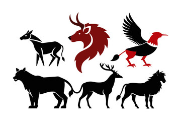 Collection of animal logos isolated on white background 