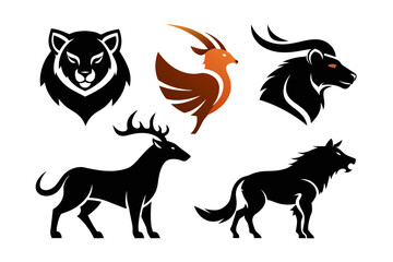 Collection of animal logos isolated on white background 