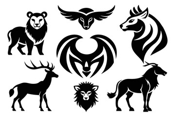 Collection of animal logos isolated on white background 