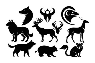 Collection of animal logos isolated on white background 
