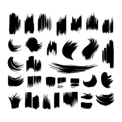 Set of vector paint brush stroke, ink splatter and artistic design elements. Dirty watercolor texture, box, frame, grunge background, splash or creative shape for social media. Abstract drawing.