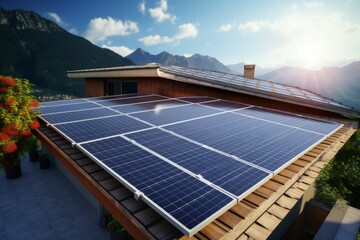close-up solar battery on the roof of a house, alternative energy source