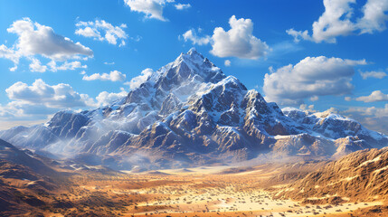 Sacred Solitude: An Enthralling Portrayal of the Majestic Mount Sinai amidst Bleak Desert...