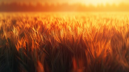 Obraz premium Golden Wheat Field at Sunset