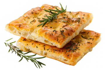 Rosemary Focaccia Stack Isolated on White Background