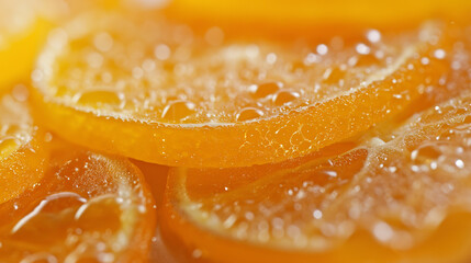 Zbliżenie na plasterek kandyzowanej pomarańczy