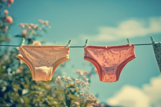 Retro panties on the line with a vintage filter