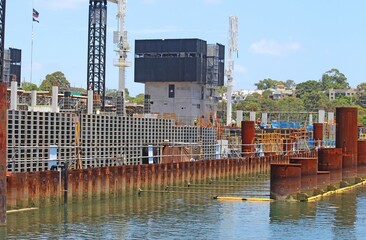 Waterfront construction site of the new Sydney Fish Markets