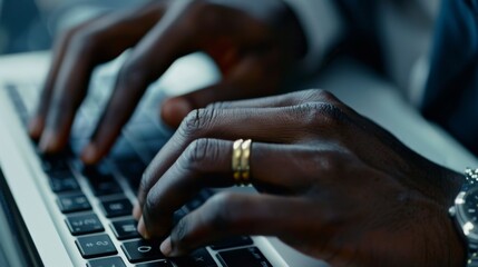 Close-up of Hands Typing on Keyboard