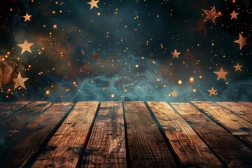 Stars on wooden table
