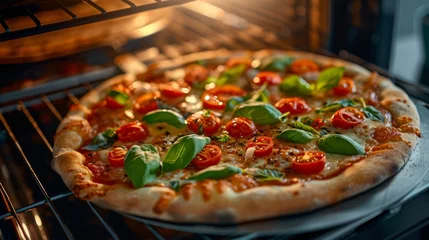 Fotobehang A Freshly Baked Margherita Pizza © MP Studio
