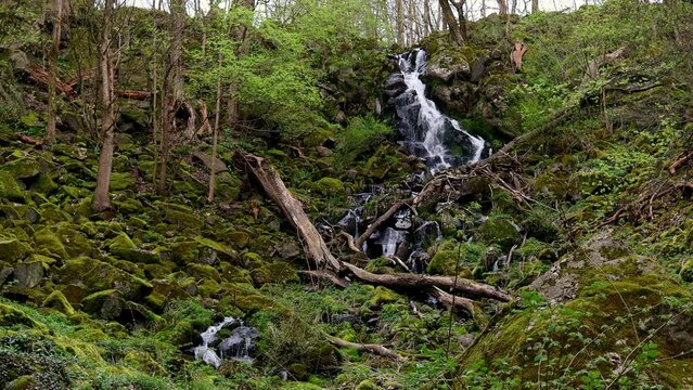 the famous leyenbach waterfall in hesse germany 4k 25fps video