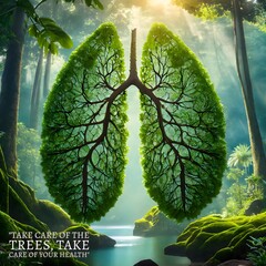 un par de pulmones humanos formados por hojas de árboles
