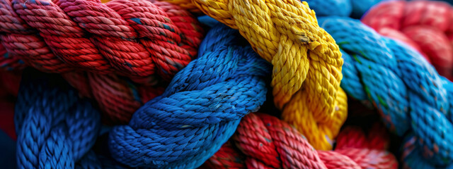 Together, diverse teamwork strength support unity communicate team rope connect partnership , Empower power cooperation background color concept symbolizing the power and strength community. pride