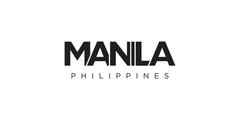 Fototapeta premium Manila in the Philippines emblem. The design features a geometric style, vector illustration with bold typography in a modern font. The graphic slogan lettering.