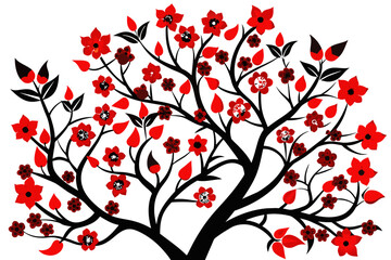 interlacing branches with very small flower vector illustration