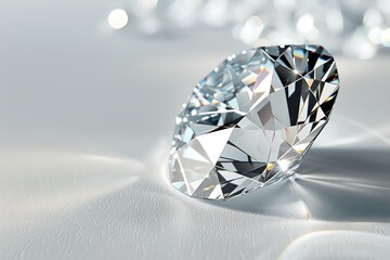 Diamond, big clear shiny gemstone - obrazy, fototapety, plakaty