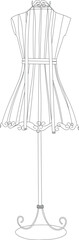 Drawing Dressmakers Mannequin isolated on white background