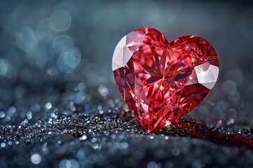 Red heart-shaped diamond, symbolizing love, romance, and affection