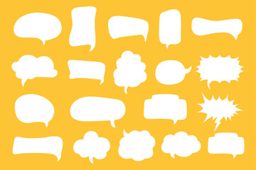 Fototapeta premium A set of frames for text. Conversation bubbles. Speak. Talk frame. Hand drawn shapes. Vector illustration. Isolated. Trendy templates. Cartoon speech text. Figure and trendy . Retro elements. Outline 