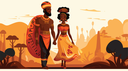 African couple heritage day celebration 2d flat car