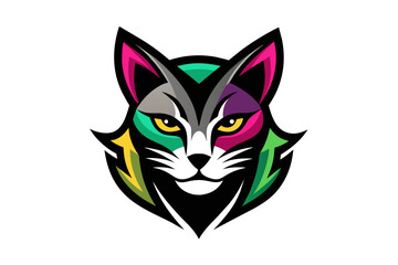 Silhouette vector design of a colorful logo Cat head icon 