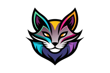 Silhouette vector design of a colorful logo Cat head icon 