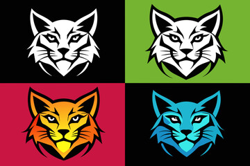 Silhouette vector design of a colorful logo Cat head icon 