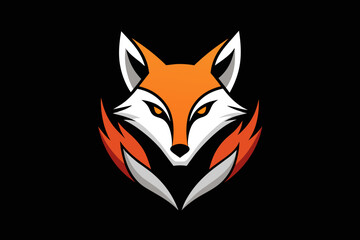 Silhouette vector design of a colorful logo Fox head icon 