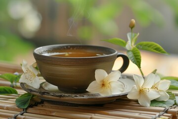 Asian tea cup with jasmine tea