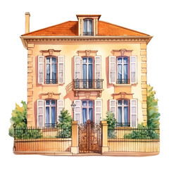 Fototapeta premium French House Watercolor 