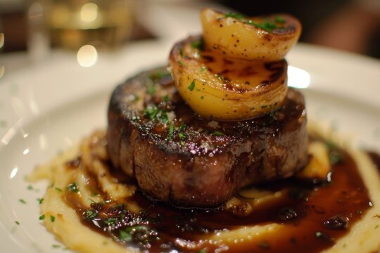 Beef filet with foie gras and potatoes