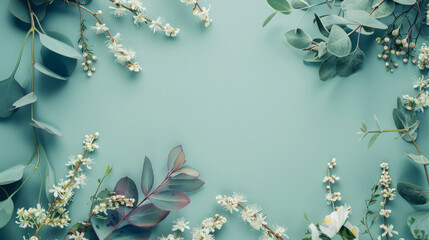 Serene spring florals on pastel background