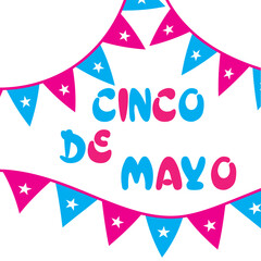 Fototapeta na wymiar Cinco de mayo flag element. Cinco de mayo flags. Party colorful perspective flag isolated on transparent background