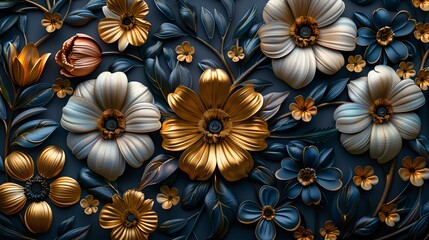 the allure of luxury with a stunning 3D luxury floral seamless pattern background, rendered in breathtaking 8K resolution