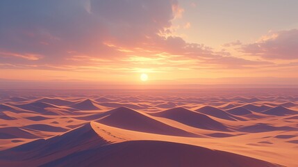 Desert landscape with sand dunes. Nature background with sandy hills - obrazy, fototapety, plakaty