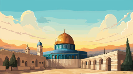 Naklejka premium Al-Aqsa Mosque Jerusalems holiest mosque in Jerusal