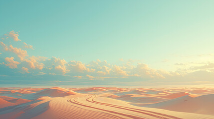 Desert landscape with sand dunes. Nature background with sandy hills