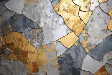 Fototapeta premium Golden Elegance Meets Blue Bliss Colorful Wallpaper: Gray & Gold