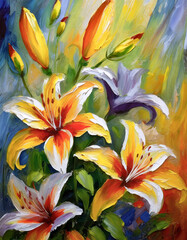 abstract flowers oil painting, watercolor, picture for printing on the wall