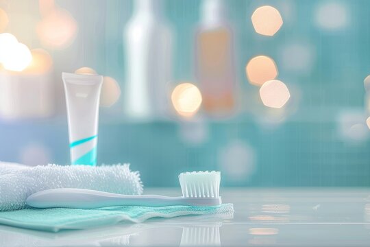 Blurry toothbrush and toothpaste background